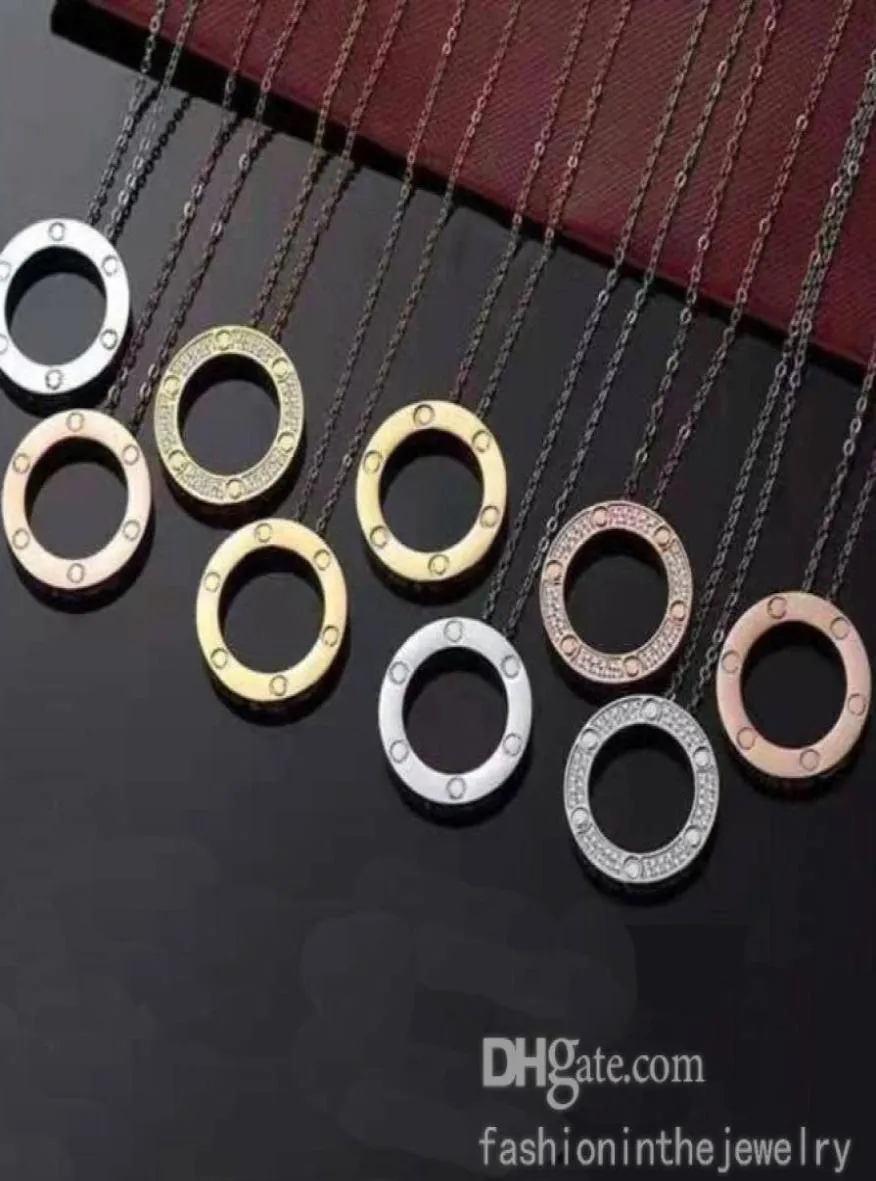 Collier de mode Bijoux de créateurs Engagement de luxe Sterling Silver Rose Gold Platinum Diamond Ring Pendant Colliers 45 cm à mon W3626000