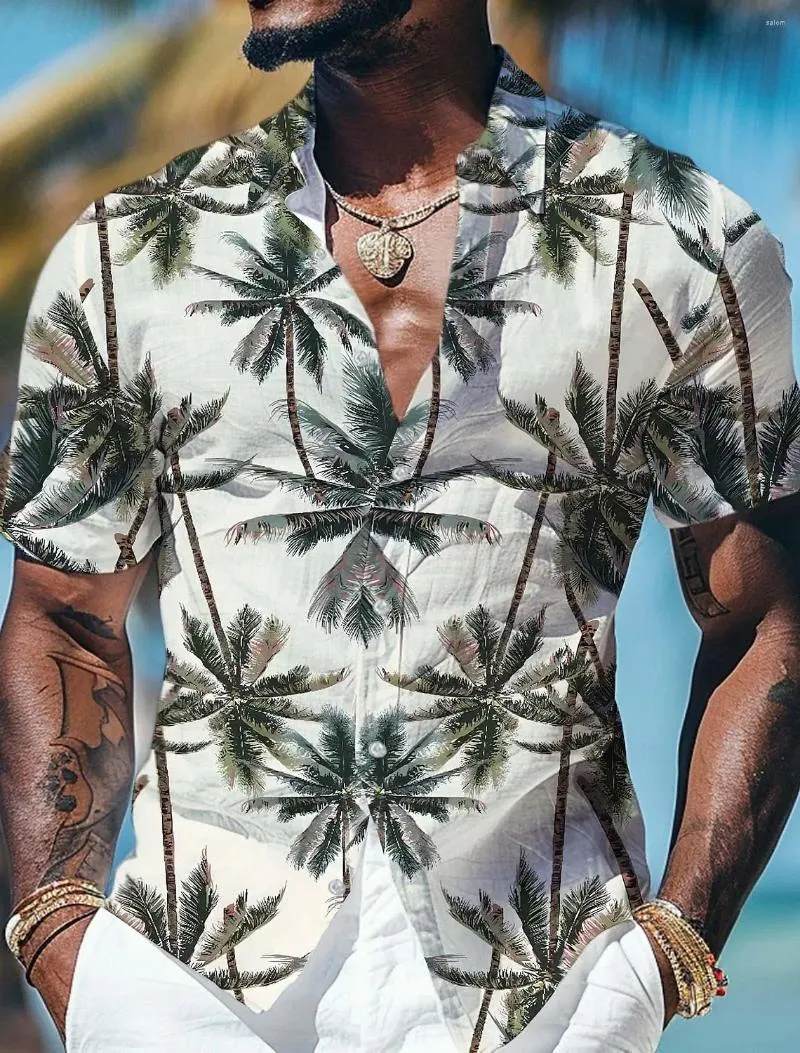 Herren lässige Hemden Tropische Palme Urlaub Hawaiian Shirt Outdoor Holiday Sommer Turnen Kurzarm T -Shirt Aloha