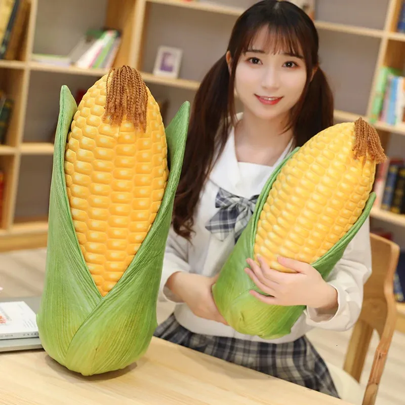 1 pk 45/55cm Simulatie 3D Corn Plush Toys Creative Lifelike Plants Gevulde kussen Kids Doll verjaardagscadeau voor meisjes 240426