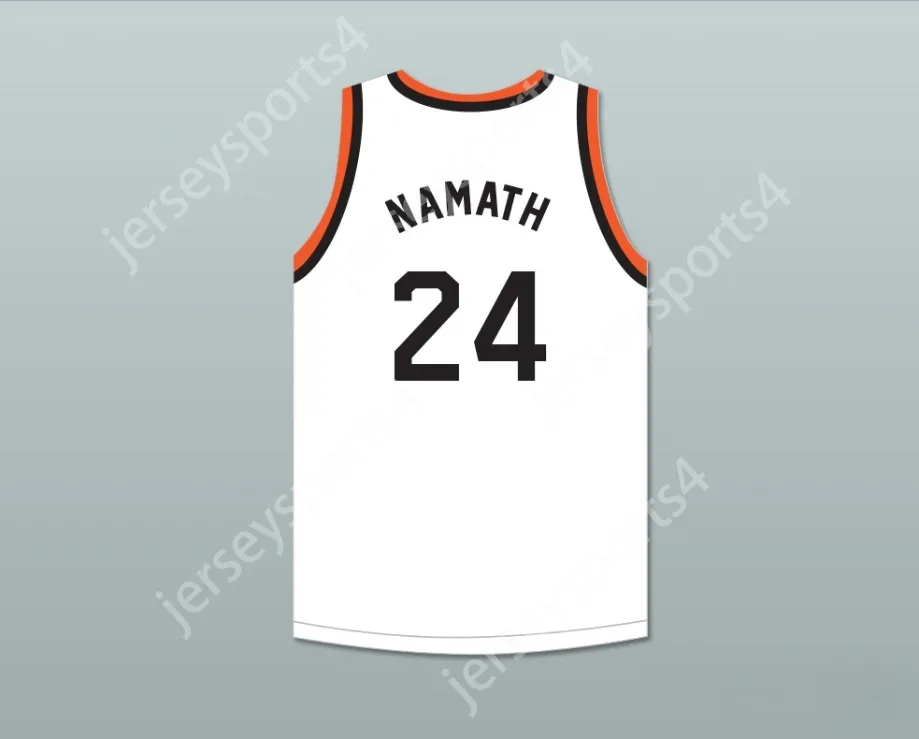 Custom Nay Name Mens Youth/Kinder Joe Namath 24 Beaver Falls High School Tigers White Basketball Trikot 1 Top genäht S-6xl