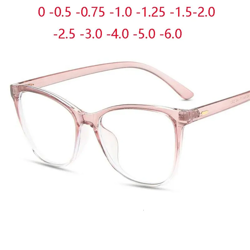 Reisnagelrahmen Anti Blue Light Cat Eye Recription Brille für die kurzsichtigen TR90 optischen Brillen 0 -0,5 -0,75 bis -6,0 240428