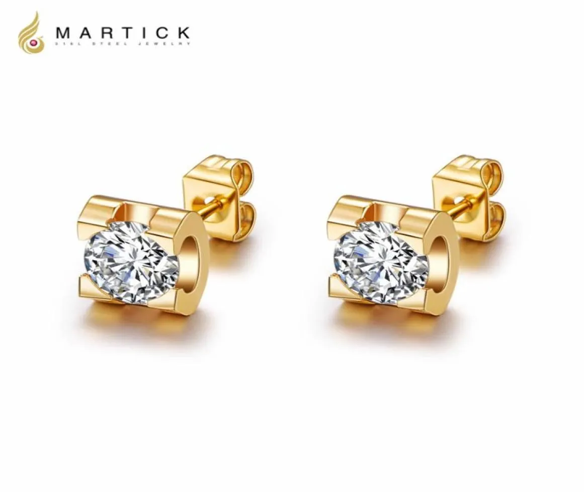 Stud Martick Goldcolor Brincos de aço inoxidável para mulheres Rose Cz Fine Jewelry Gift E1607197911