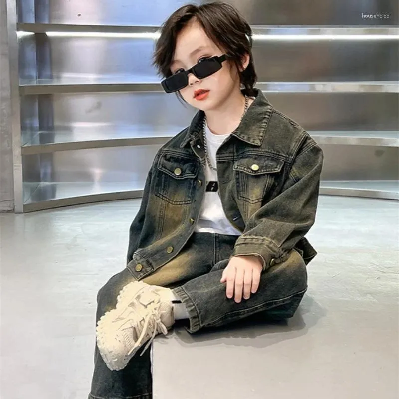 Boys Cotton Jogging Suit 2PCS/Set Spring Autumn Kids Jeans Suits Teenagers  Children Clothing Sets