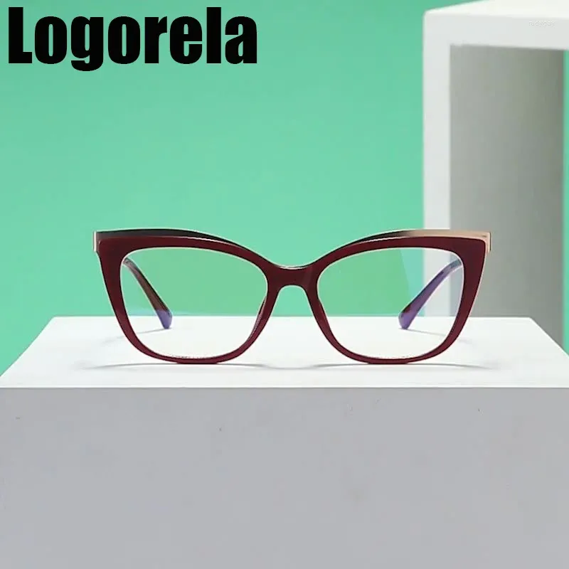 Solglasögonramar Logorela 2049 Fashion Högkvalitativ TR90 Eyewear Retro Blue Light Blocking Optical Recept Gelglas ramar och