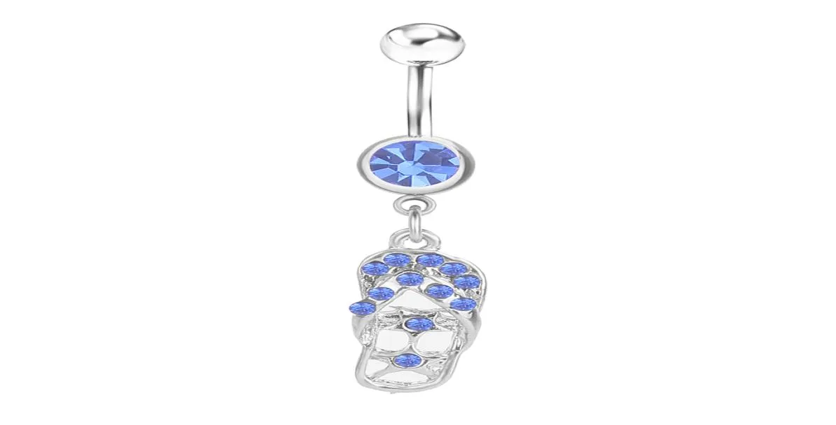 D0084 Bute Belly Bell Button Ring Ltblue01234569223891