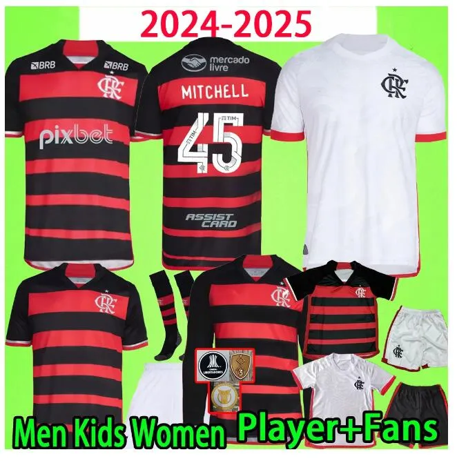 24/25 Flamengo Soccer Jerseys 2024 2025 Football Shirt T Men Set Kids Kit Women Camisa de Futebol Long Sleeve Pedro Diego Gabi Lorran Pulgar Fans Player Version