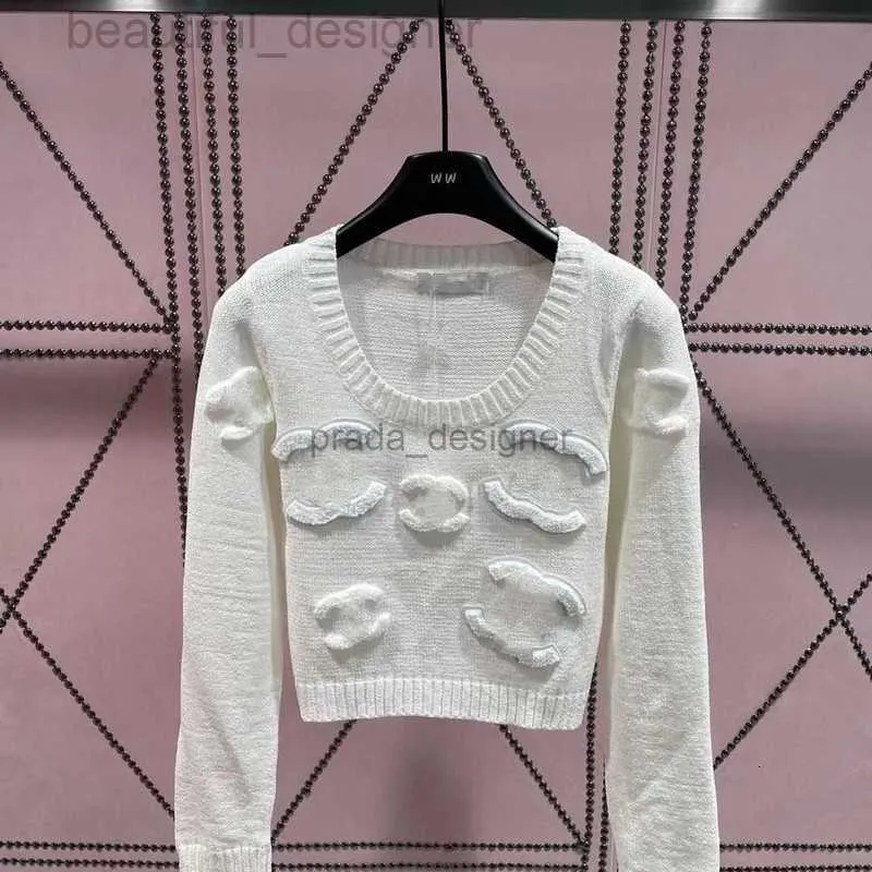 Sweater de diseñador Mujeres Diseñador francés Classic Chox Séter Séter de moda Ségulo de cuello de cuello de cuello parisiano nuevo bordado tridimensional con grandes
