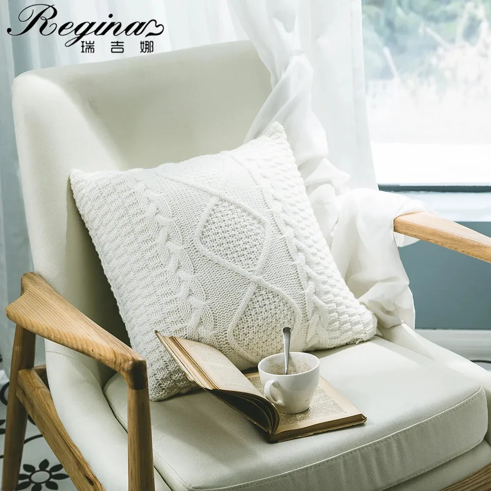 Regina Super morbida Copertina di cuscino 4545 Twist Cozy Delicate Delicate Knitted Ceded Case Nordic Home Decorative Divano Throw 240428