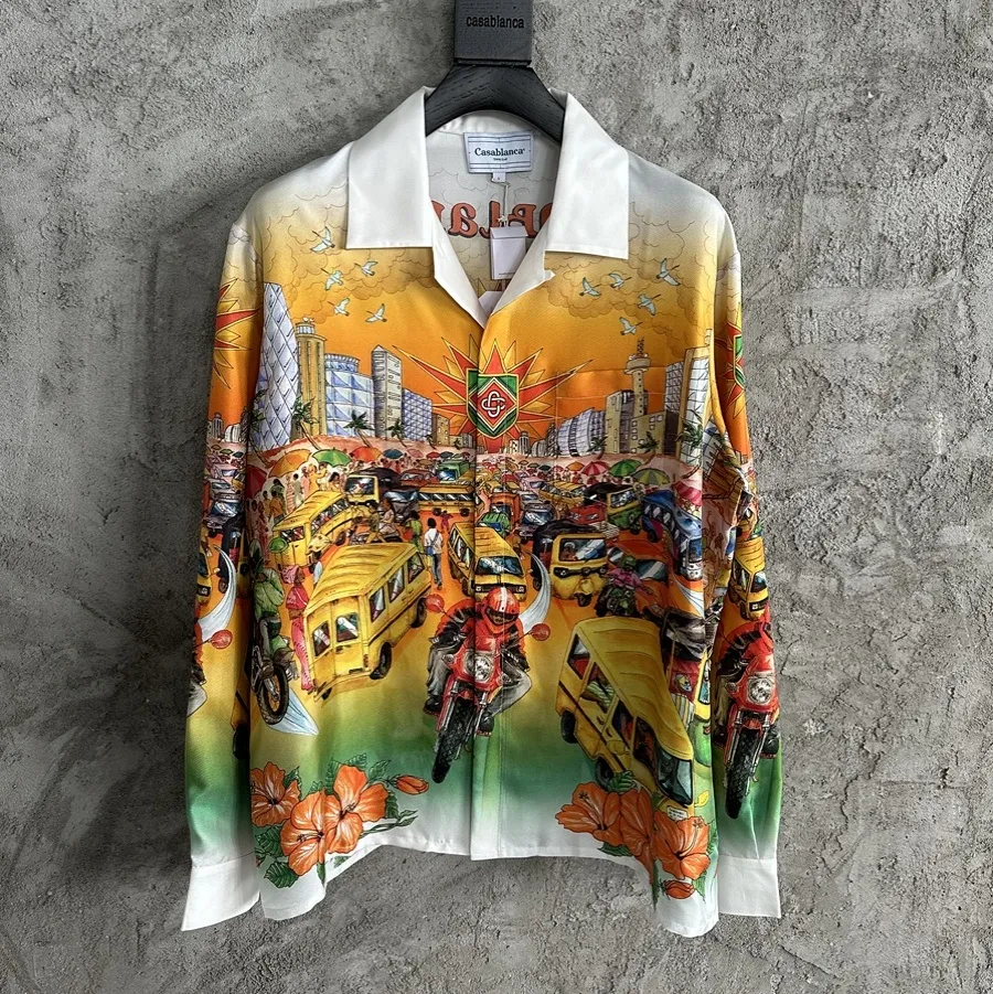 2024ss Men's Fashion Printed Long Sleeved Shirts Hawaiian Shirt