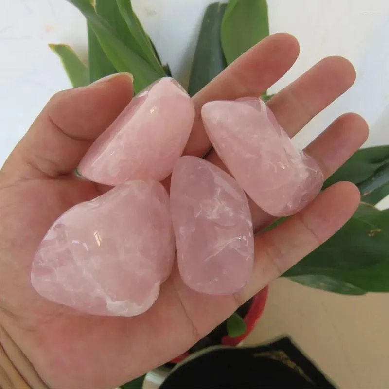 Estatuetas decorativas (3 pcs) 190-210G Quartz de rosa natural por atacado Chakra Chakra Reiki Big Block Mineral