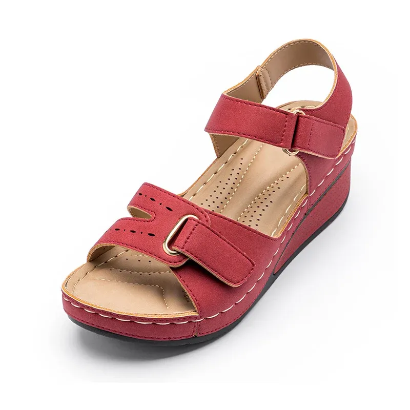 Sandaler 2023 Summer Women's Sandals Sying Casual Wedge Shoes Lady Buckle Strap Hook Loop Soft Platform Female Mules Stor storlek 41