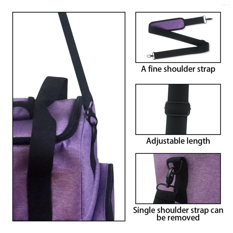 Bolsas de armazenamento Organizador de viagens de bolsas de unha de camada dupla, ponto de costura reforçado destacável para conjuntos de manicure transportando maquiagem da caixa