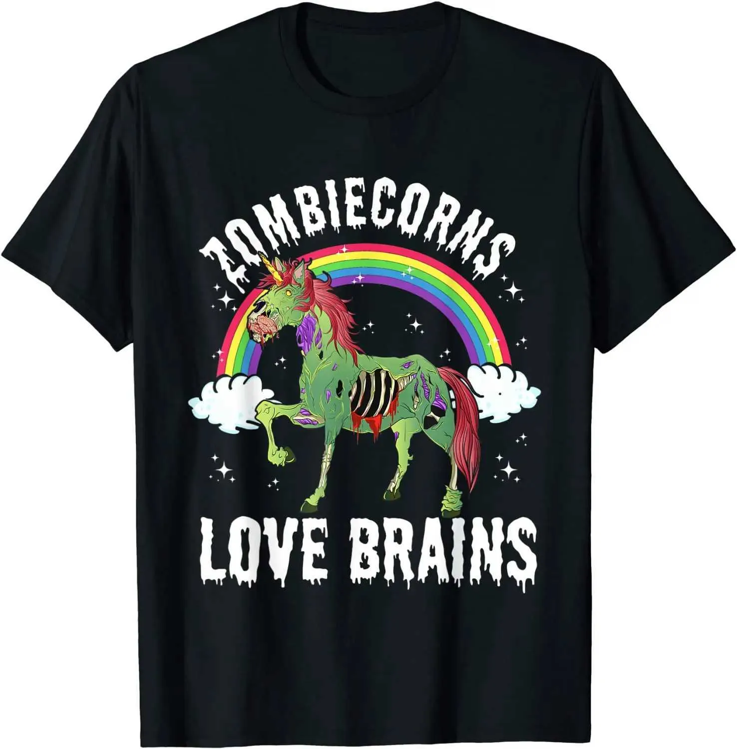 T-shirt maschile zombiecorns adora il cervello zombi unicorno arcobaleno t-shirt cotone maschi topi t-shirt t-shirt personalizzato popolare stile semplice t240425