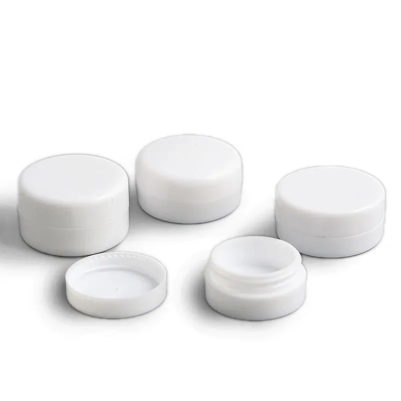 Mini plástico branco plástico vazio jarra viagem de amostra cosmética Maquia
