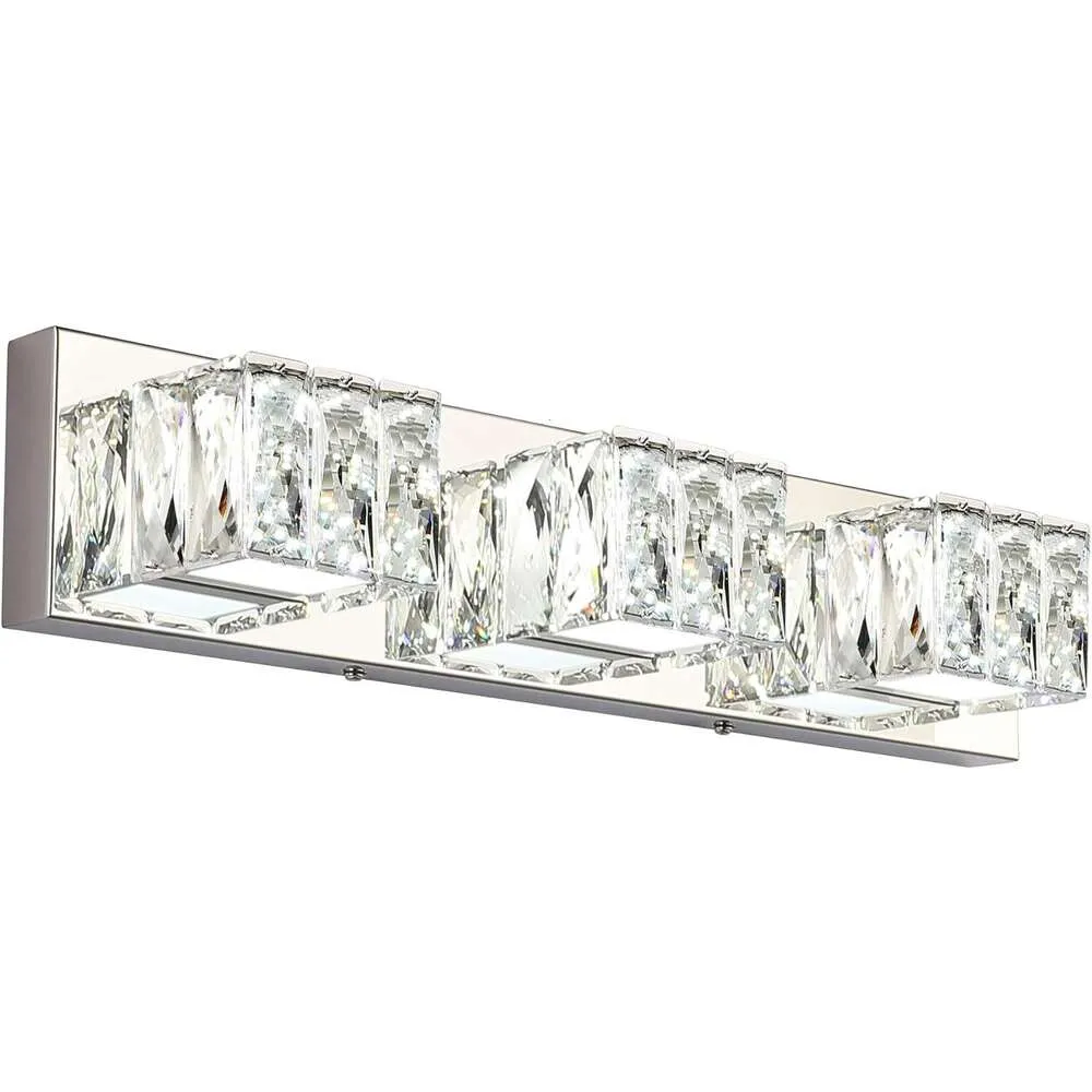 ZUZITO 6 Lights Bathroom Vanity Light LED Crystal Vanity Lighting Over Mirror White Light (6000K) - Elegant and Modern Fixture for Brightening Your Space