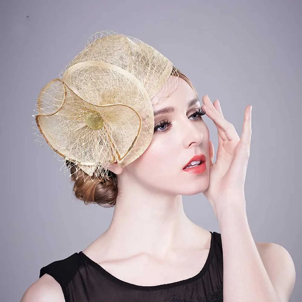 Women\'s Kentucky Hat Wide Brim Apricot Women Kentucky Church Derby Hat Fascinator Tea Party Wedding  main image 3