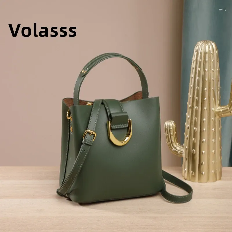 Bag Volass Fashion Versatile Handbag Women High Capacity Liten pendlare axel messenger äkta läder crossbody väskor