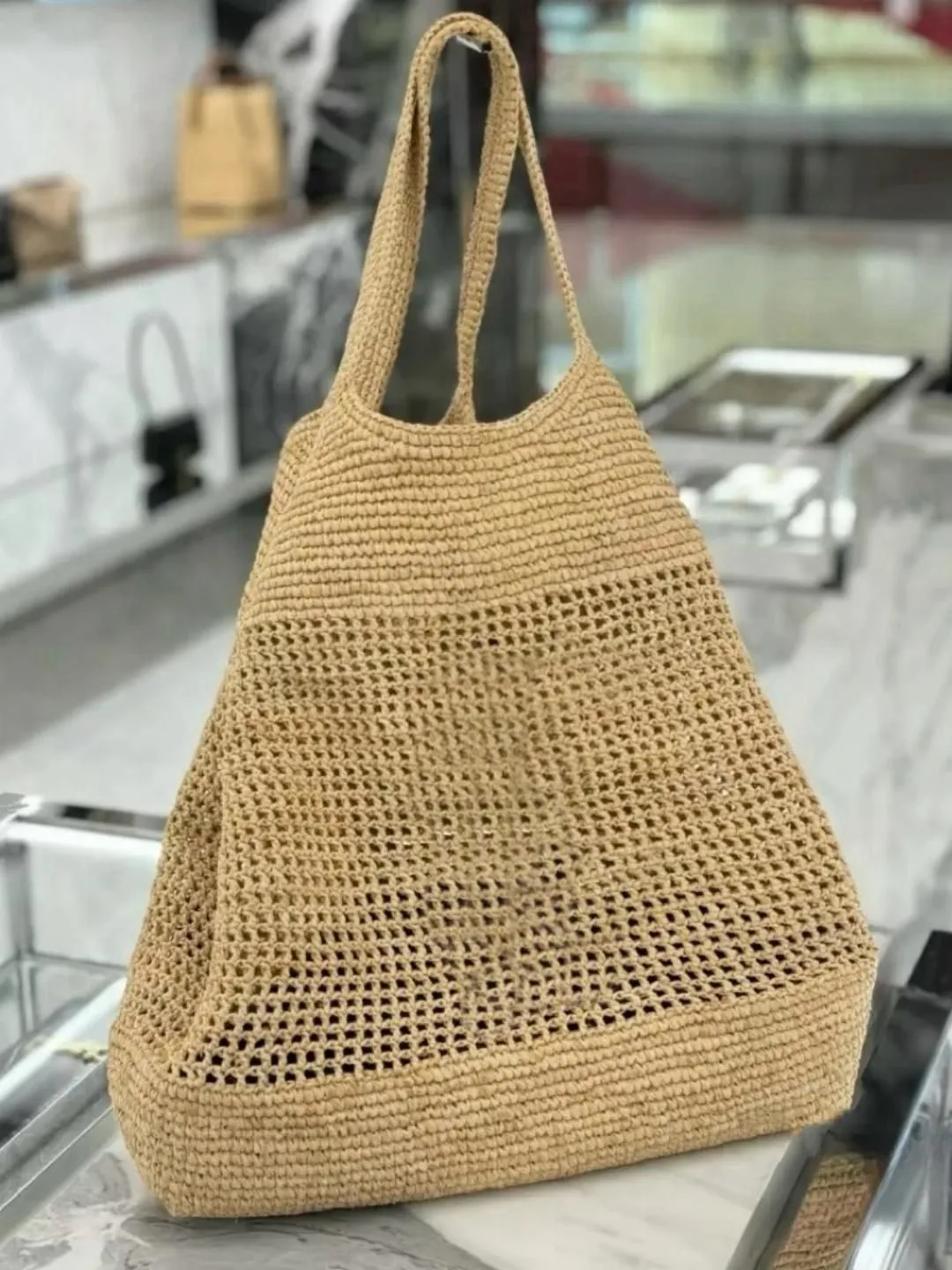 2024Lcera Raffia Hand Embroidered Maxi Tote High End Designer Straw Beach Bag