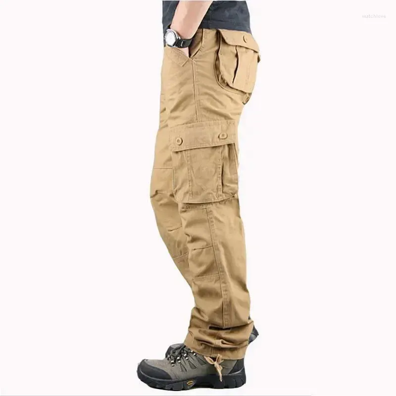 Men's Pants Plus Size 29-44 Men Cargo Cotton Casual Multi Pockets Military Tactical Male Outwear Loose Straight Slacks Trousers