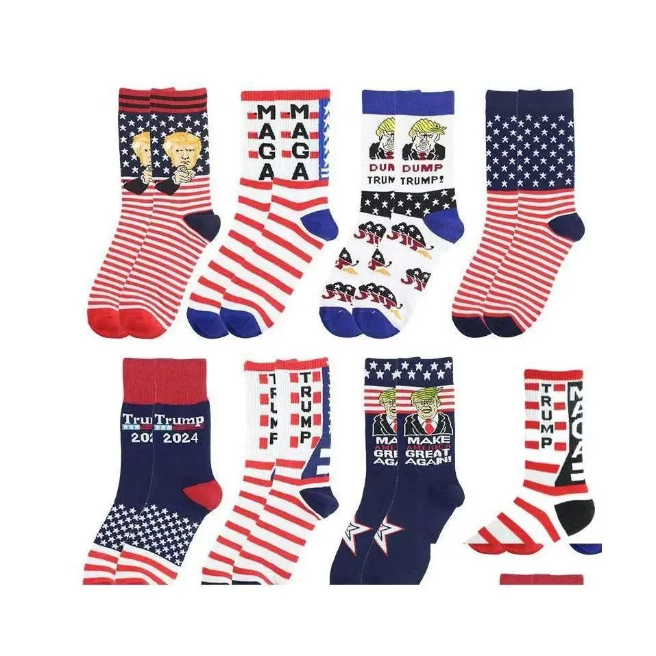 Party Favor Trump 2024 Chaussettes Rendre l'Amérique à nouveau bas pour adts pour femmes hommes Coton Sports Drop Livraison Home Garden Festive Supplies Dhan7