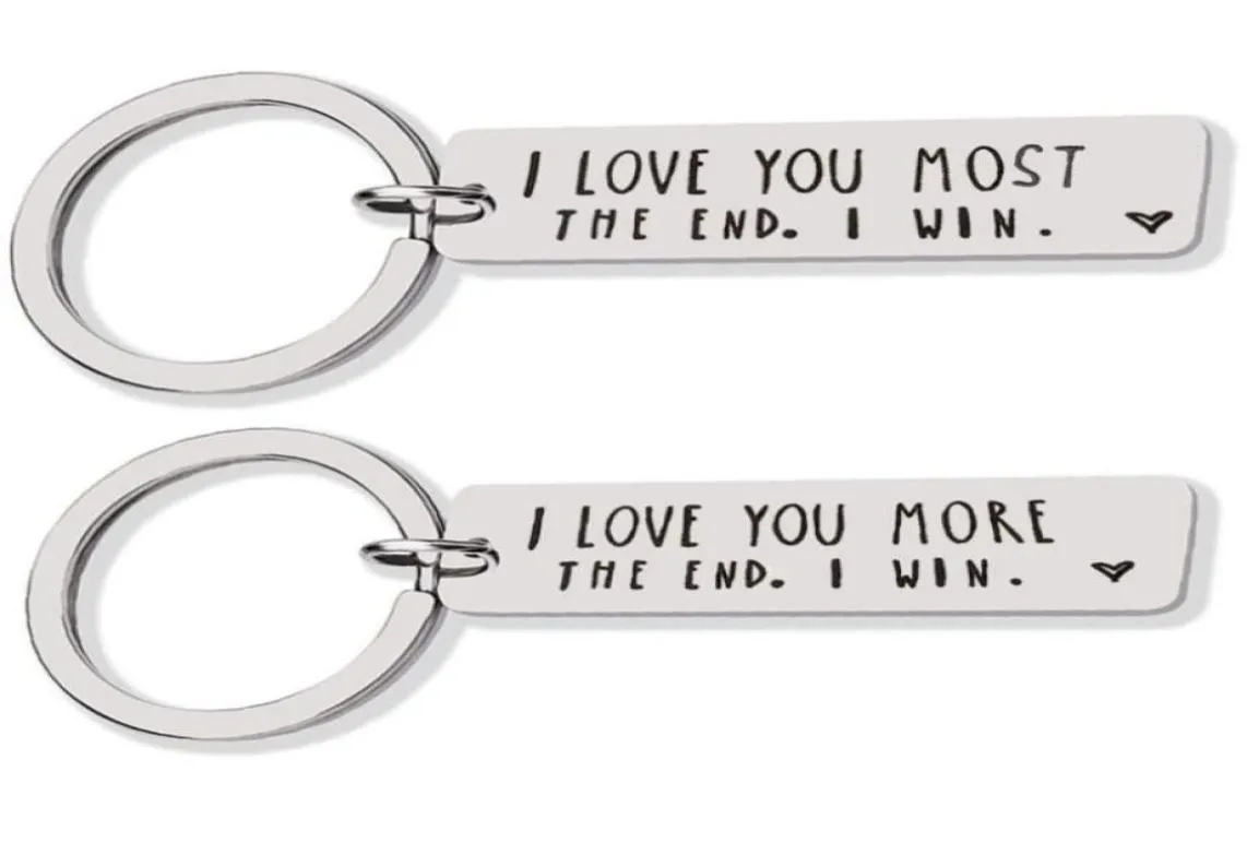 Party Favor I Love You Most More The End I Win Par Par Rostfritt stål Keychain Metal Keyrings LX27097316074