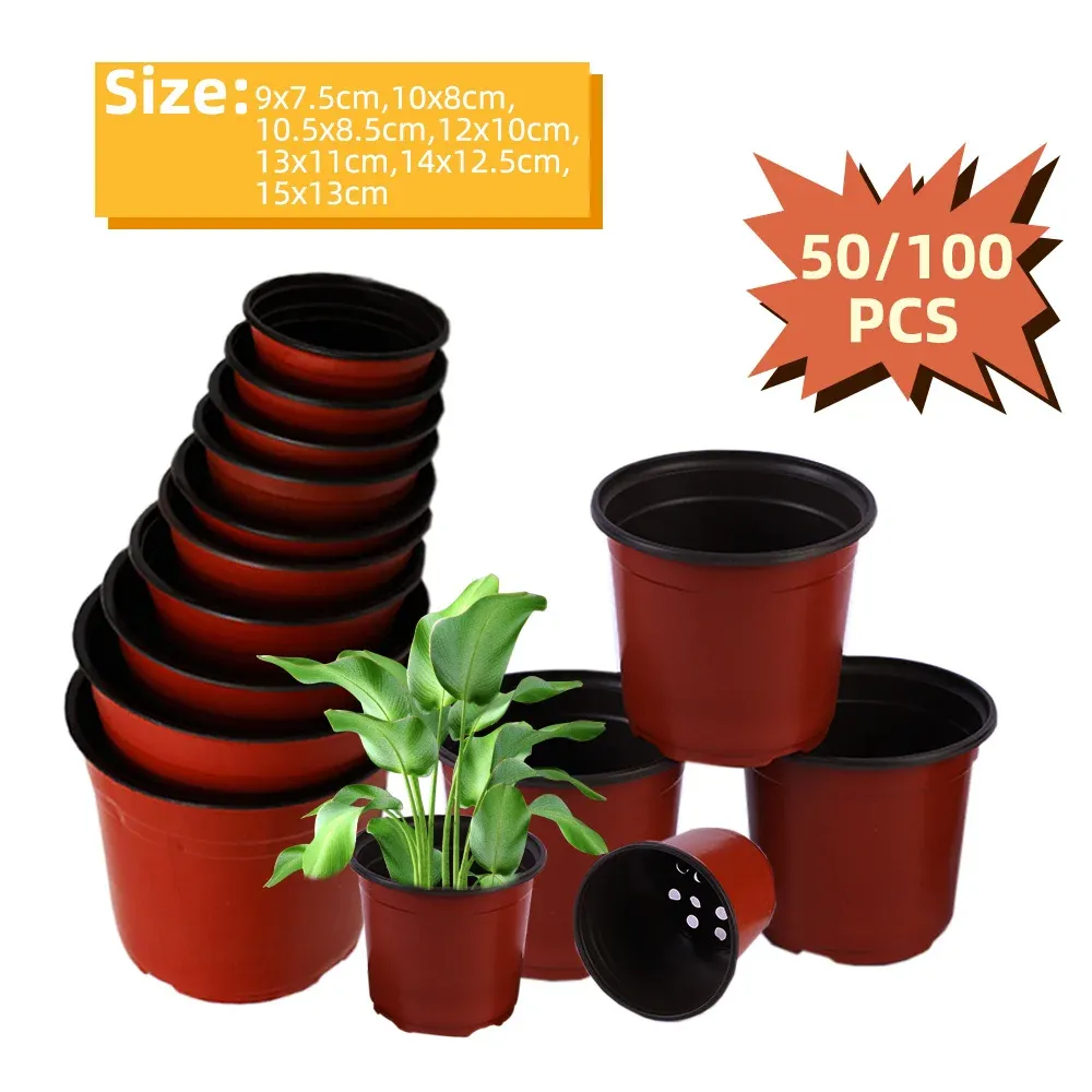 Dekorationer 7 Storlek Plastkammare Blommor Krukor Nutrition Grow Bowl -plantor Tray For Garden Desktop Potted Nursery Transplant Container Box