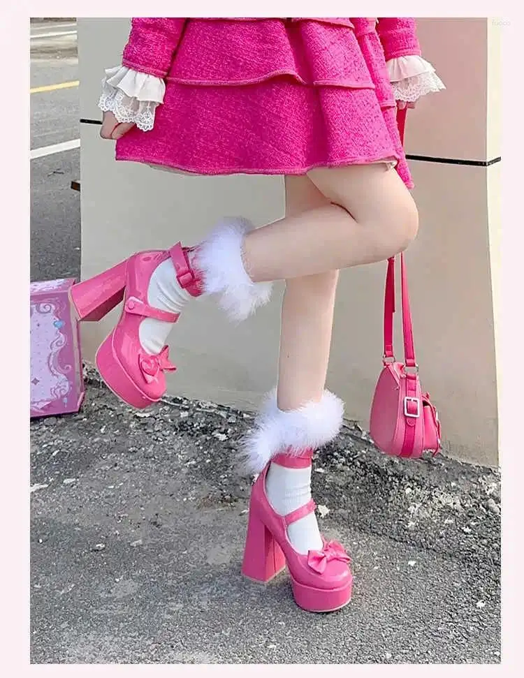 Dress Shoes Femalean Mary Janes Round Head Summer Hoge Heel 39 Pink Black Witte Lolita Y2K Ladies Aangeboden vrouwelijke pompen
