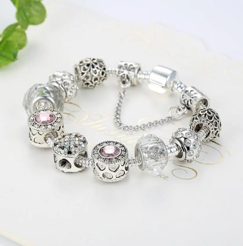 Hoogwaardige strengen armbanden DIY Love Set Diamond Large Hole Zink Alloy Bead Jewelry hele3564303