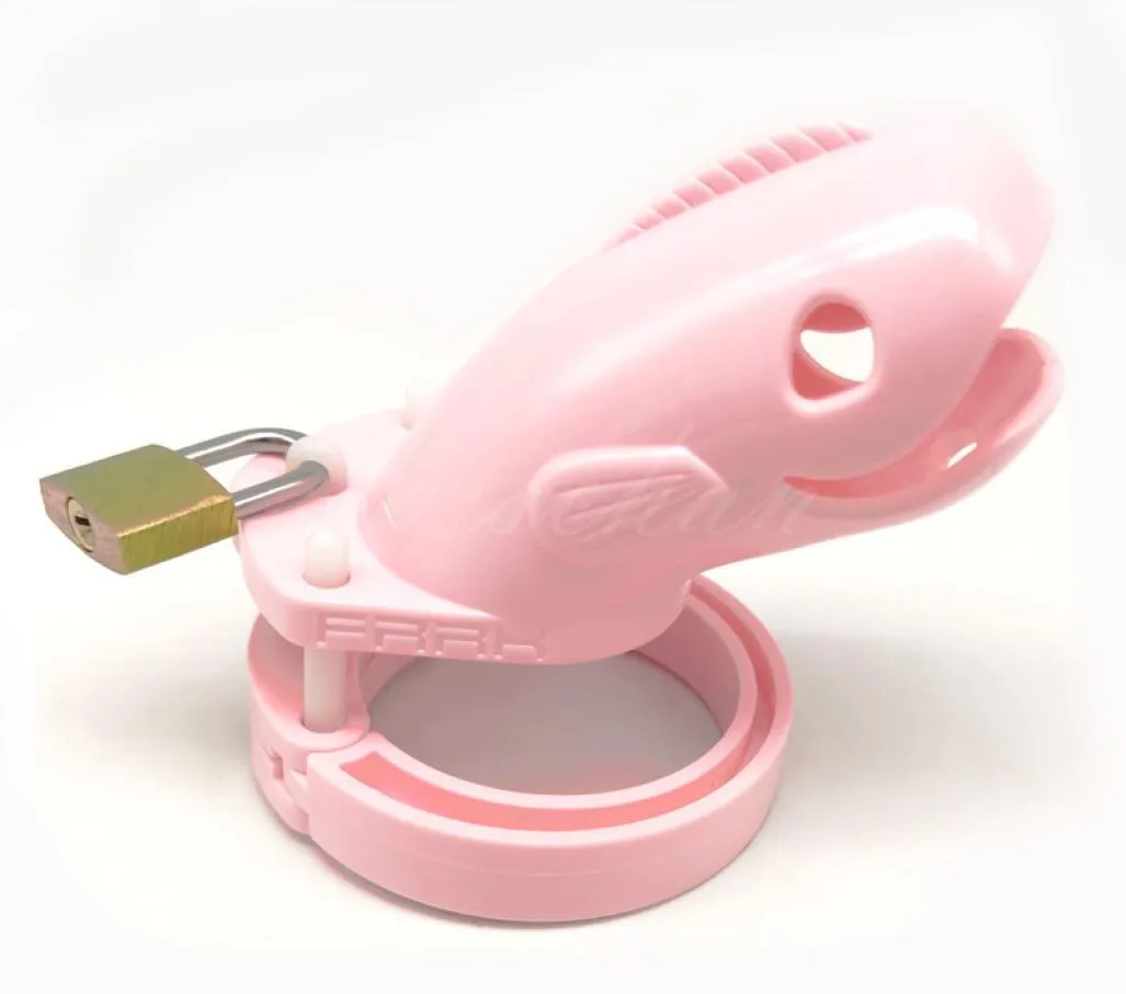 Plastic Device Whale Cock Cage avec 5 anneaux de taille Numéro de verrouillage en laiton Tags Sex Toys Penis Ring Man Produits sexuels 4247982