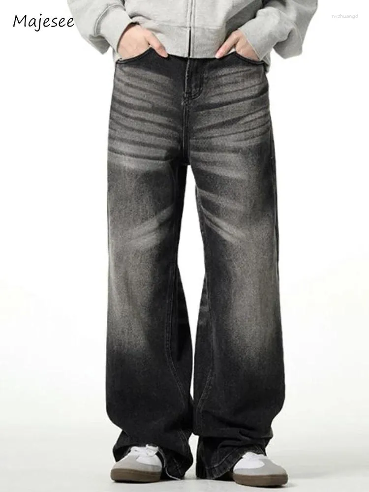 Jeans para hombres Spring Autumn Men Fashion Leisure Estilo americano pantalones machos machos básicos vintage vintage lavado flojo blanqueado