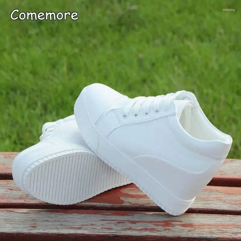 Casual schoenen Comemore Woman platform schoen dames hoge hakken wiggen topsporten voor dames sneaker witte wig hiel sneakers