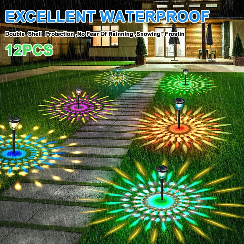 Decorações Luzes solares ao ar livre Lâmpadas de jardim Novas Lâmpadas de jardim alimentadas Caminho da paisagem para quintal Pátio de jardim de jardim LIGUNDING DE LED DE LED