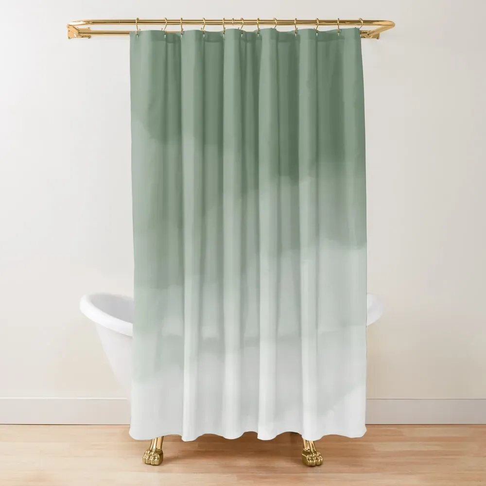 Set di salvia ad acquerello verde ad acquerello ombre tende da doccia in tessuto bagno poliestere impermeabile tende da doccia moderna decorazione da bagno con 12 ganci