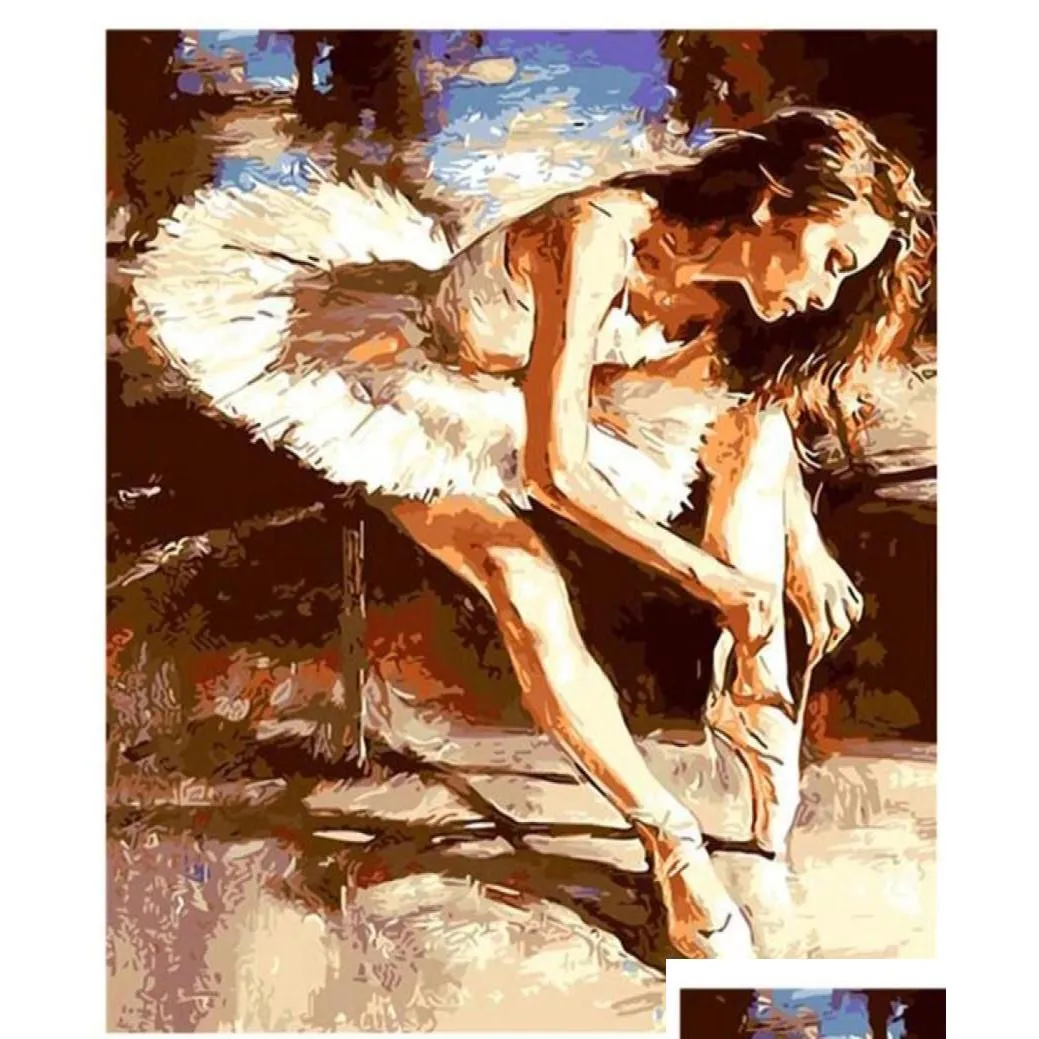 Schilderen Leveringen Olieverf Diy By Numbers ADT Handgeschilderde Kits PaintBallet Dancers 16 X20 235J8254394 Drop Delivery Home Garden AR DH6KD