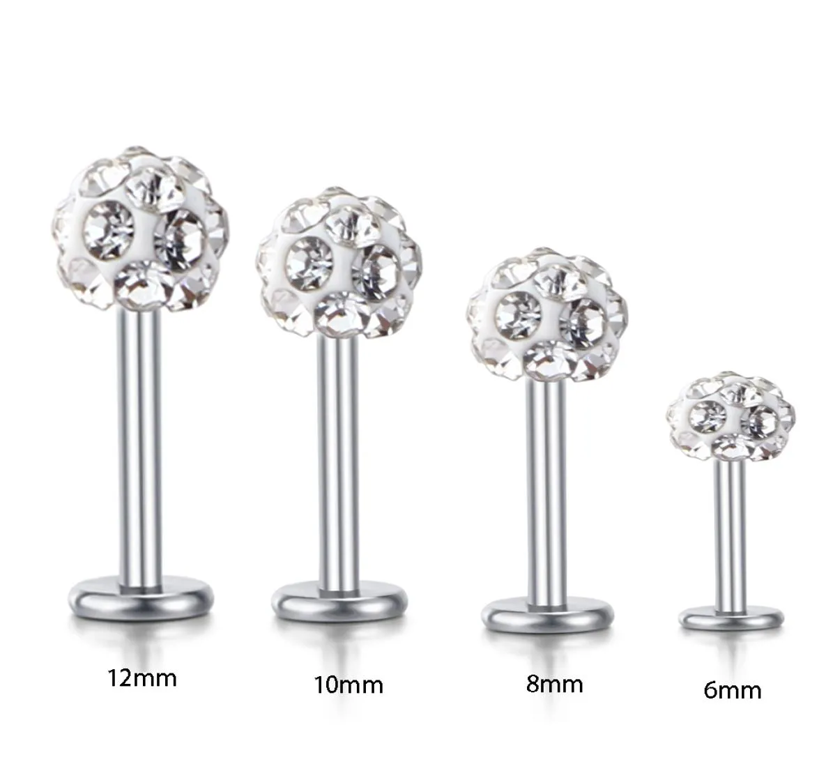 Ganzkörperschmuck Labret Ringe Edelstahl Shaballa Crystal Disco Ball Lip Piercing Schmuck 16g Lippenring 30pcs1084654