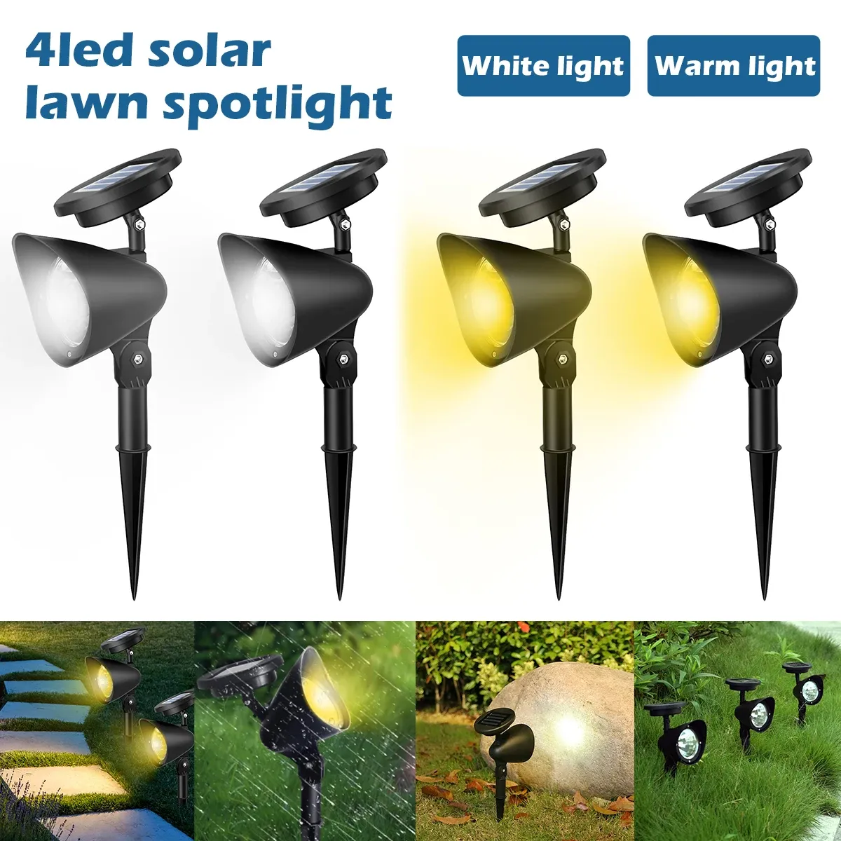 Décorations 2 / 4pcs Lumière solaire pour le jardinage au sol LED extérieur Light Lightcape Decoration Countyard Spotlight Imperping