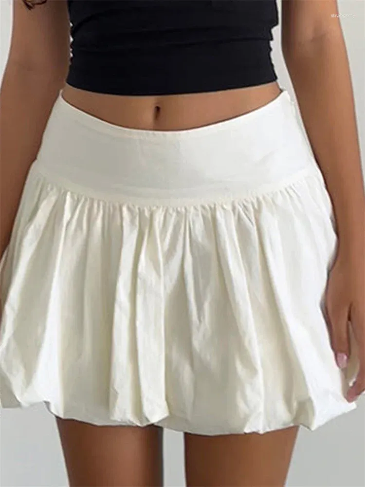 Spódnice chronstyle moda Ruche letnie krótkie mini plisowane solidne kolory niski talię A-line imprezowy klub uliczny 2024