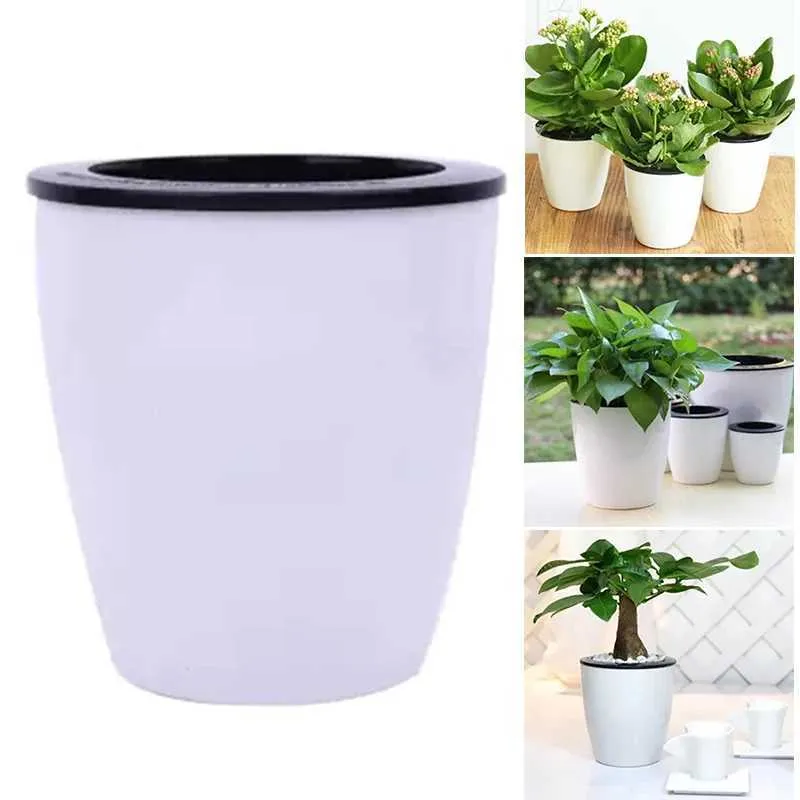 Pflanzer Töpfe Lazy Pflanze Blumenpot Automatisch Selbstbewässerungstopf Plastik mit Baumwollseilgarten Korb Q240429