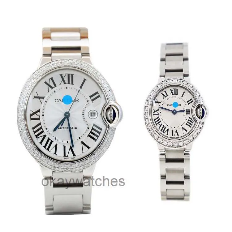 Cadrans unisexes Montres de travail automatiques Carter Couple Watch Blue Ballon avec incrustation de diamant à l'arrière Automatique Quartz mécanique 42 mm28mm1