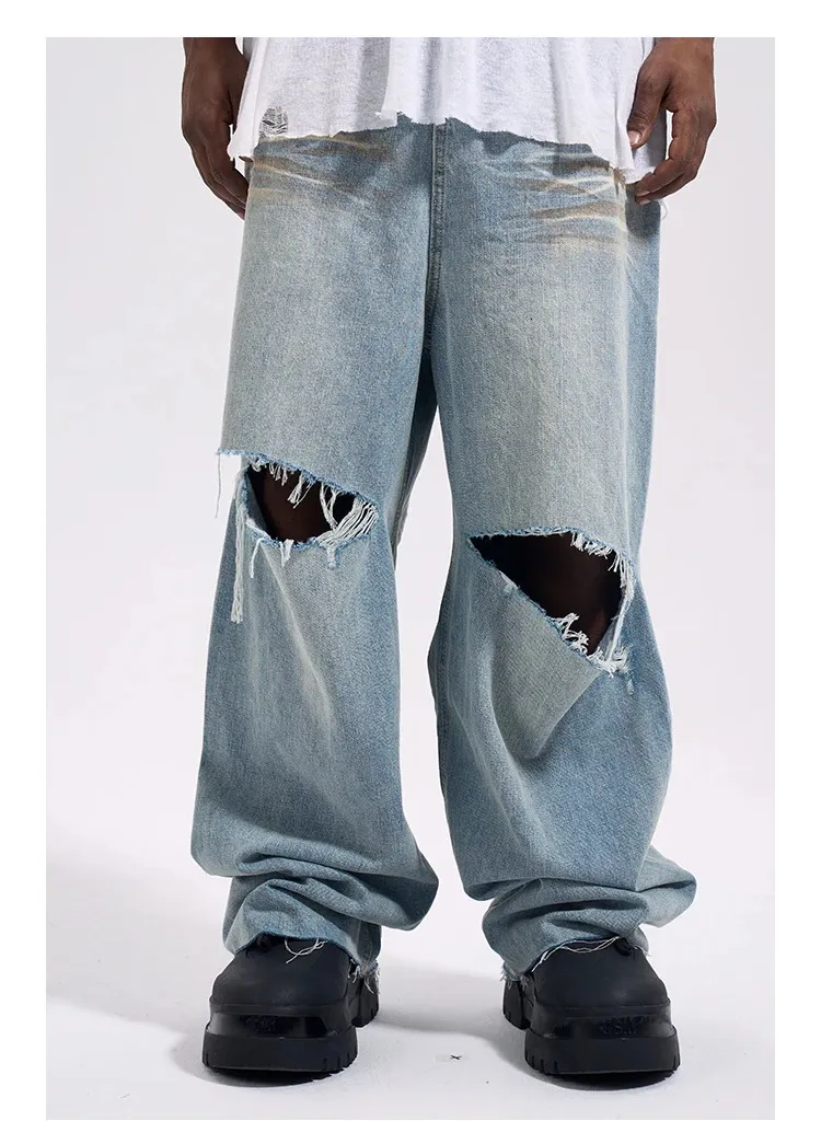 DHgate.com:Ripped Denim Jeans, Wide-Leg Mopping Elephant DHgate.com:Ripped Denim Jeans, Wide-Leg Mopping Elephant