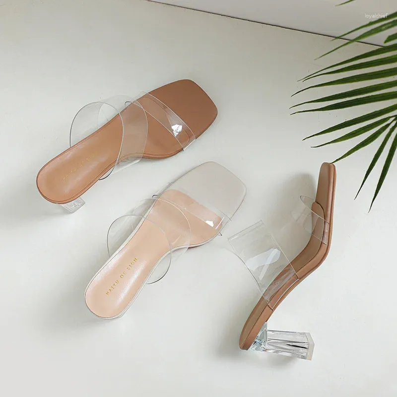 Talltor 2024 Summer Women High Heel Brand Design PVC Transparent Mjuka bekväma bilder Sandaler Damer Peep Toe Beach