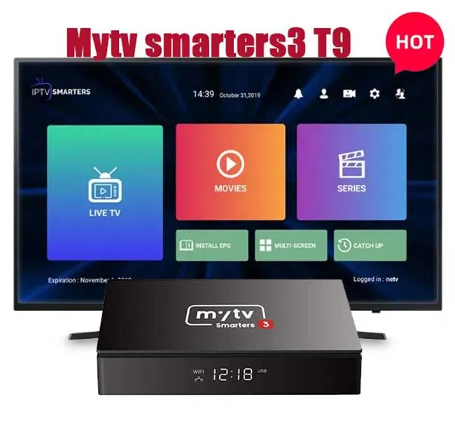 T9 MYTV SMARTERS3 SUSCRIPCION HD TV Box 4G+32G Android 11 dla Smart TV Android Box Ustaw górne pole
