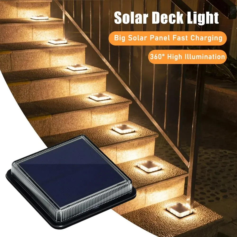 Décorations 12 LEDS SOLAR DEST LATTER LE plus grand panneau solaire Panneau solaire extérieur Solor Power Step Light Lampe étanche AUTO AUTO AUTO / OFF DÉCoration du jardin