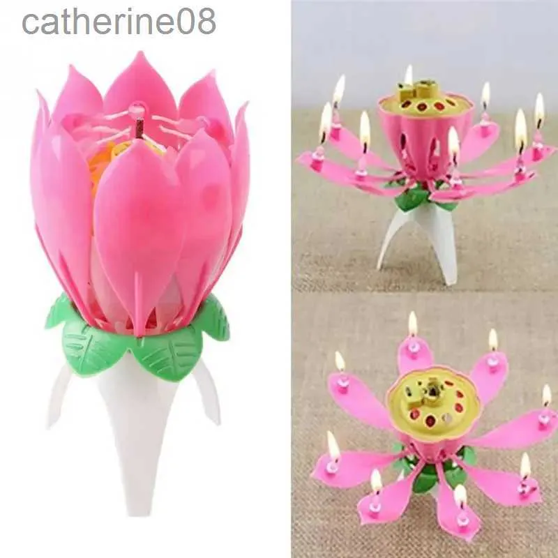 Cougies Lotus Flower Festival Musique Cake d'anniversaire Cougies décoratives Music Party Single Birthday Music Lotus Candle # 0 D240429