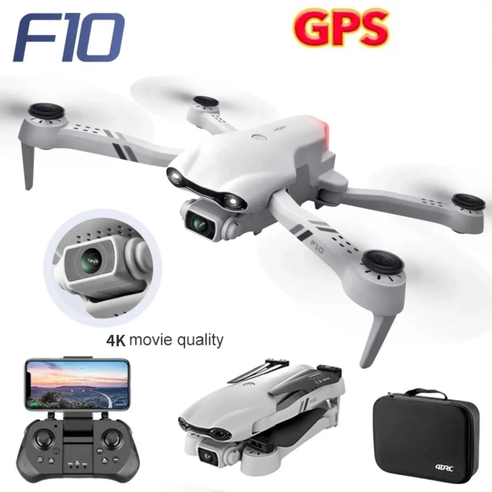 Aeronave elétrico/RC F10 RC Drone GPS 4K HD Câmera dupla Vancelas 5G 5G WiFi FPV Quadcopter sem escova Motor dobrável Evitar a antena UAV T240428