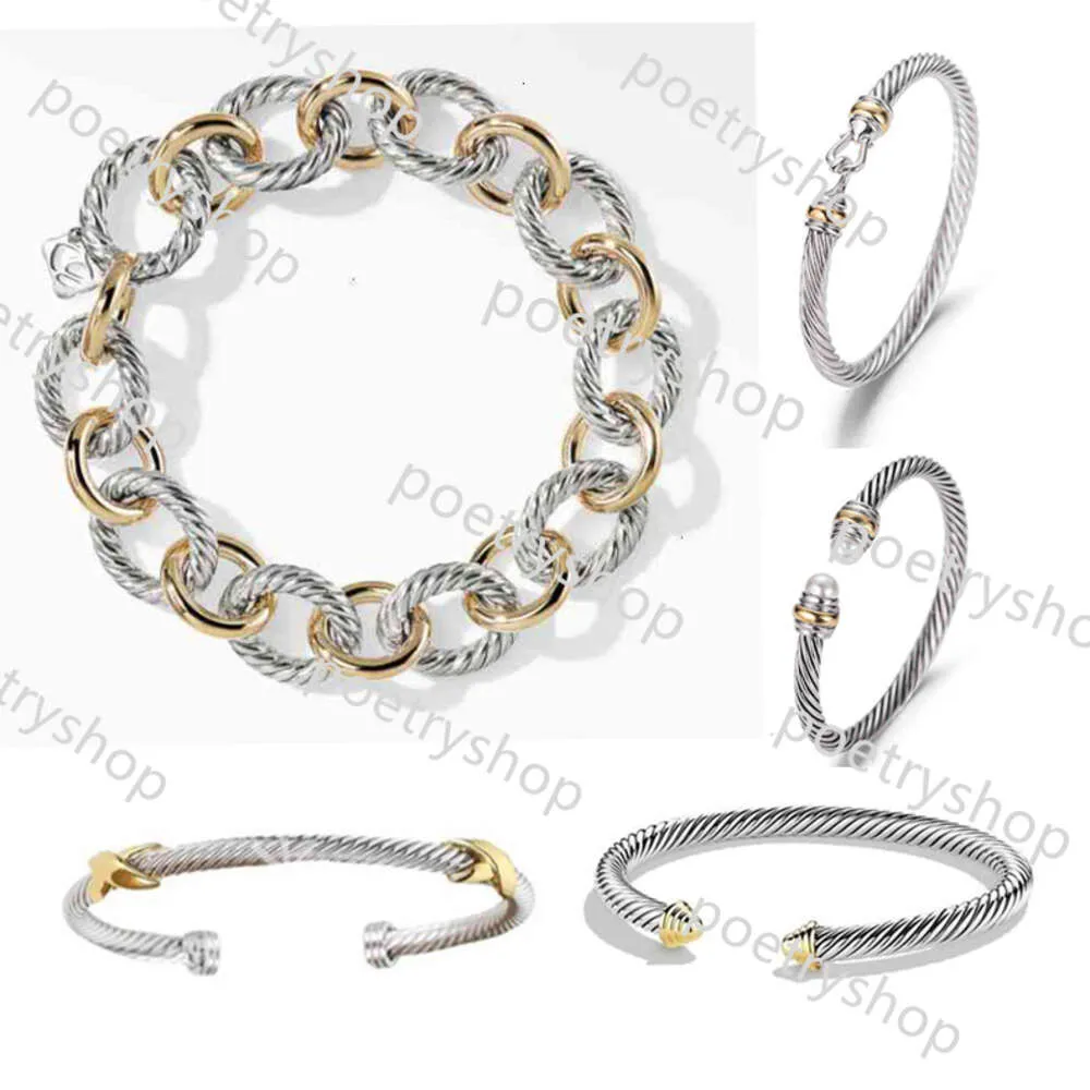 Bangle DY twisted bracelet classic luxury bracelets designer for women fashion jewelry gold silver Pearl cross diamond hip hot jewelry party wedding gift wholesale