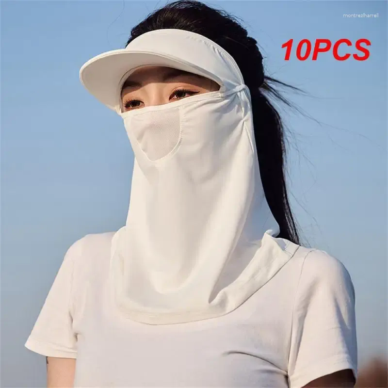 Bandanas 10st Sunscreen Mask Kvinnlig Visor UV -skydd Ögonvinkeltäckning Full ansikte Nylon Silk sommar tunn andningsbar skugga