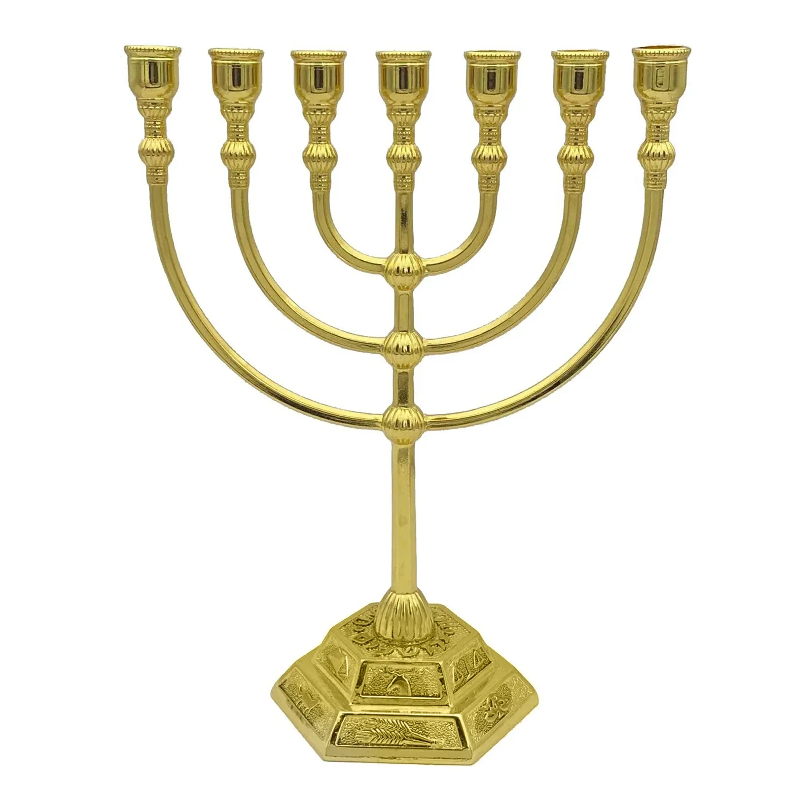 Holders 7 Branch Menorah Candle Holder Jerusalem Temple 12 Tribes of Israel Menorah 6.68/5.11inch Height Antique Hanukkah Candle Stand