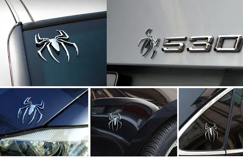3D Car Stickers Universal Metal Spider Shape Emblem Chrome Car Truck Motor Sticker Gold/Silver Badge Decal Sticker Car styling