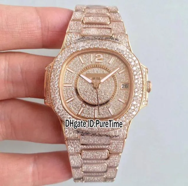 Edycja Jumbo 70211R001 Rose Gold Diamond Rama Pełna srebrna diamentowa tarcza Miyota 9015 Modyfikuj 324SC Automatyczne Women Watch LA1984734